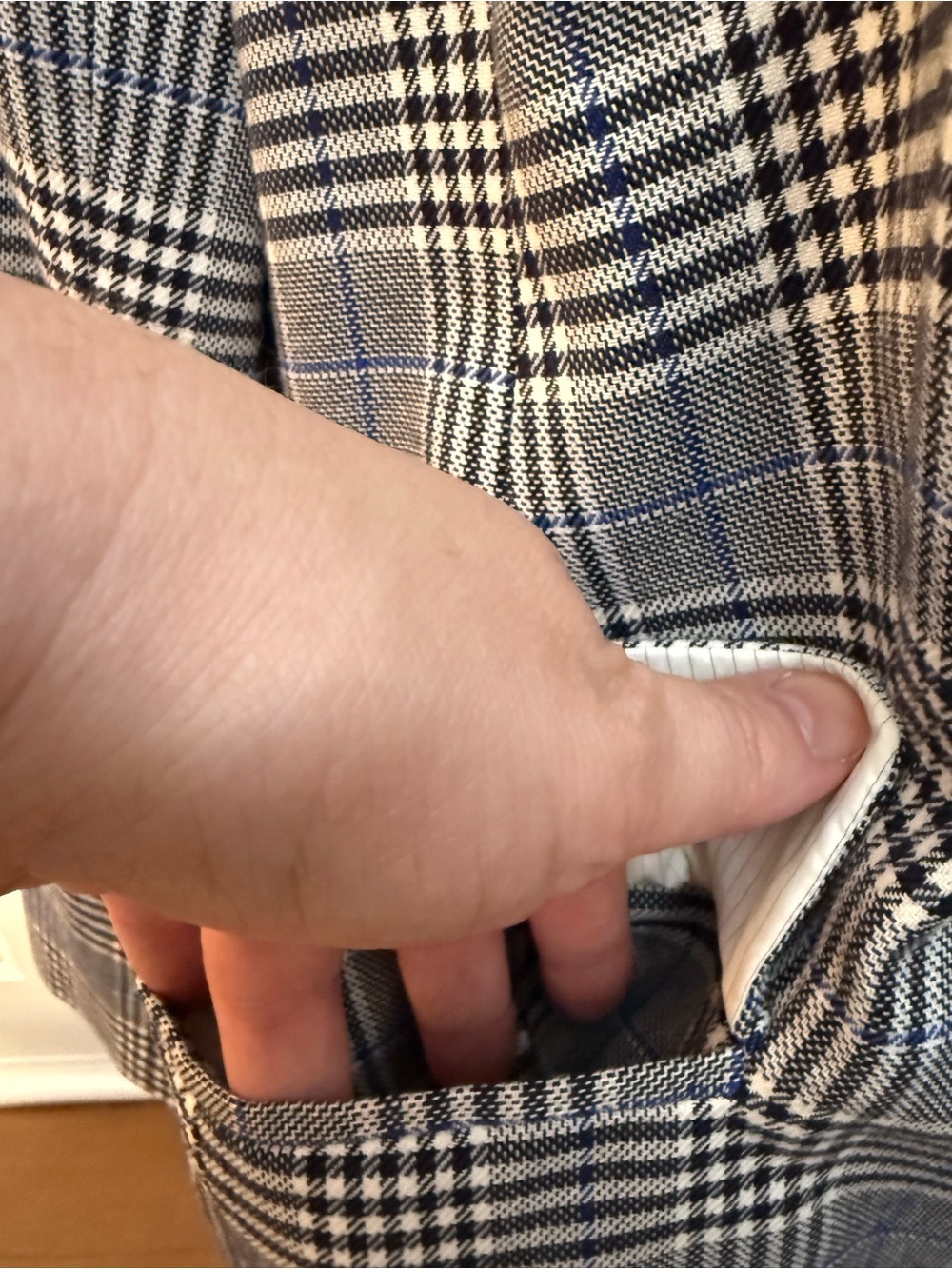 Talbots Gray Plaid Double-Breasted Blazer - Picture 6 of 15